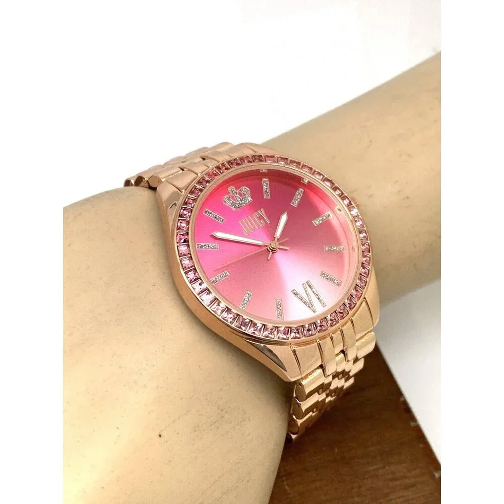 Juicy By Juicy Couture Women's Watch JC/5028 Quartz Pink Dial Rose Gold Steel